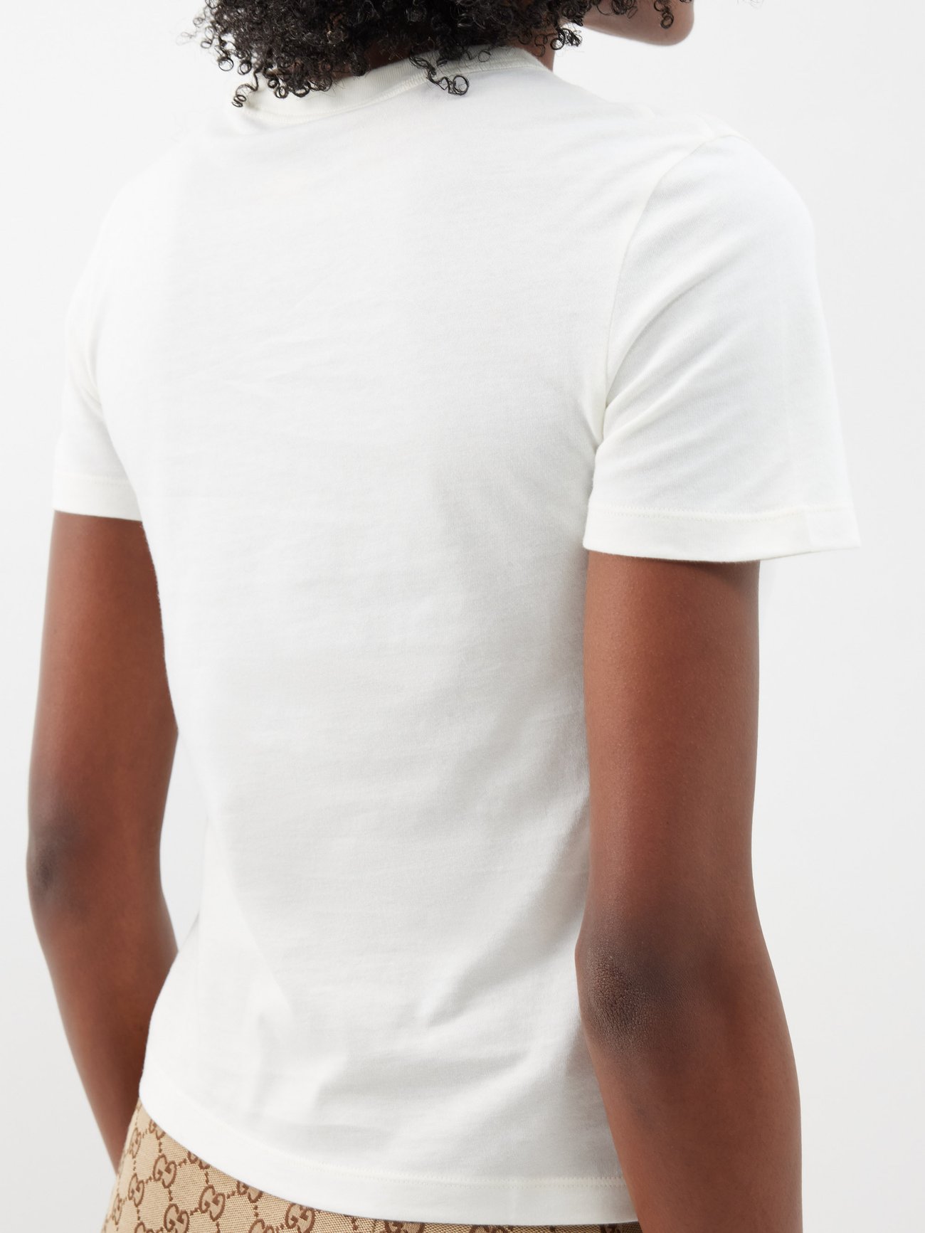 Gucci, Interlocking G Printed Cotton T-Shirt, Women, White, S, Tops