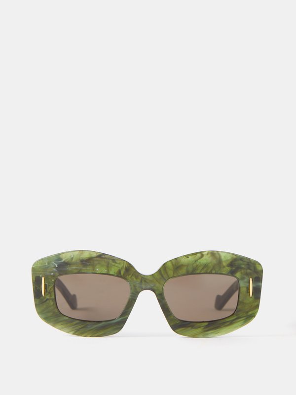 LOEWE Eyewear (LOEWE) Oversized rectangular marbled-acetate sunglasses