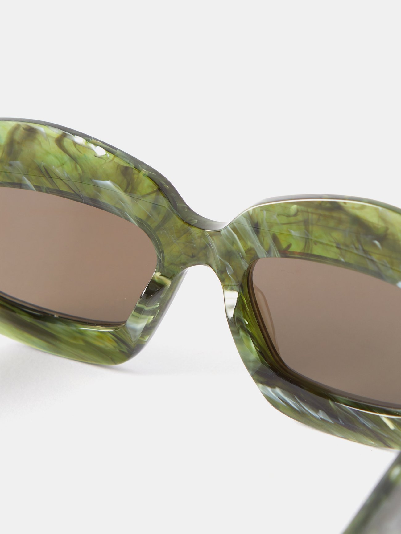 Oversized rectangular marbled-acetate sunglasses