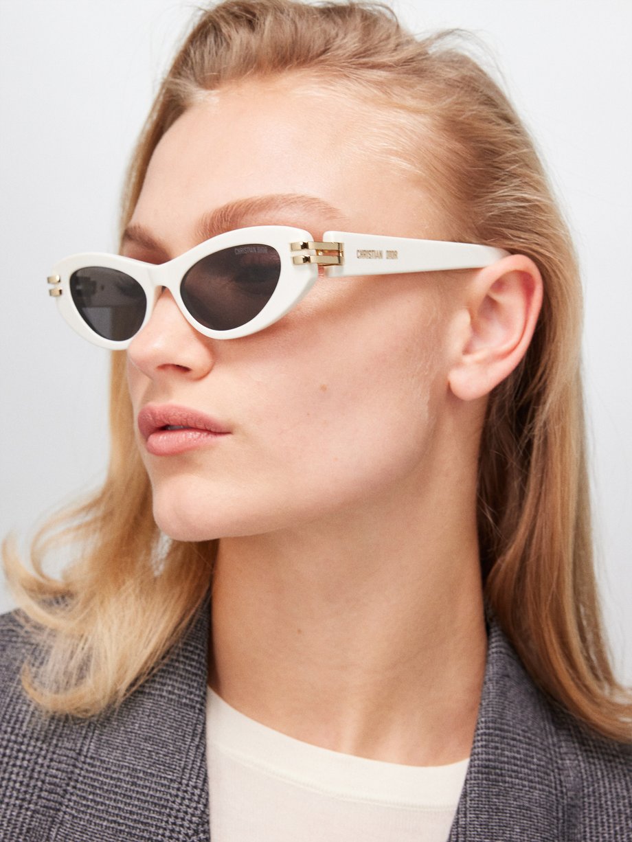 White CDior B1U cat-eye acetate sunglasses | DIOR | MATCHES UK