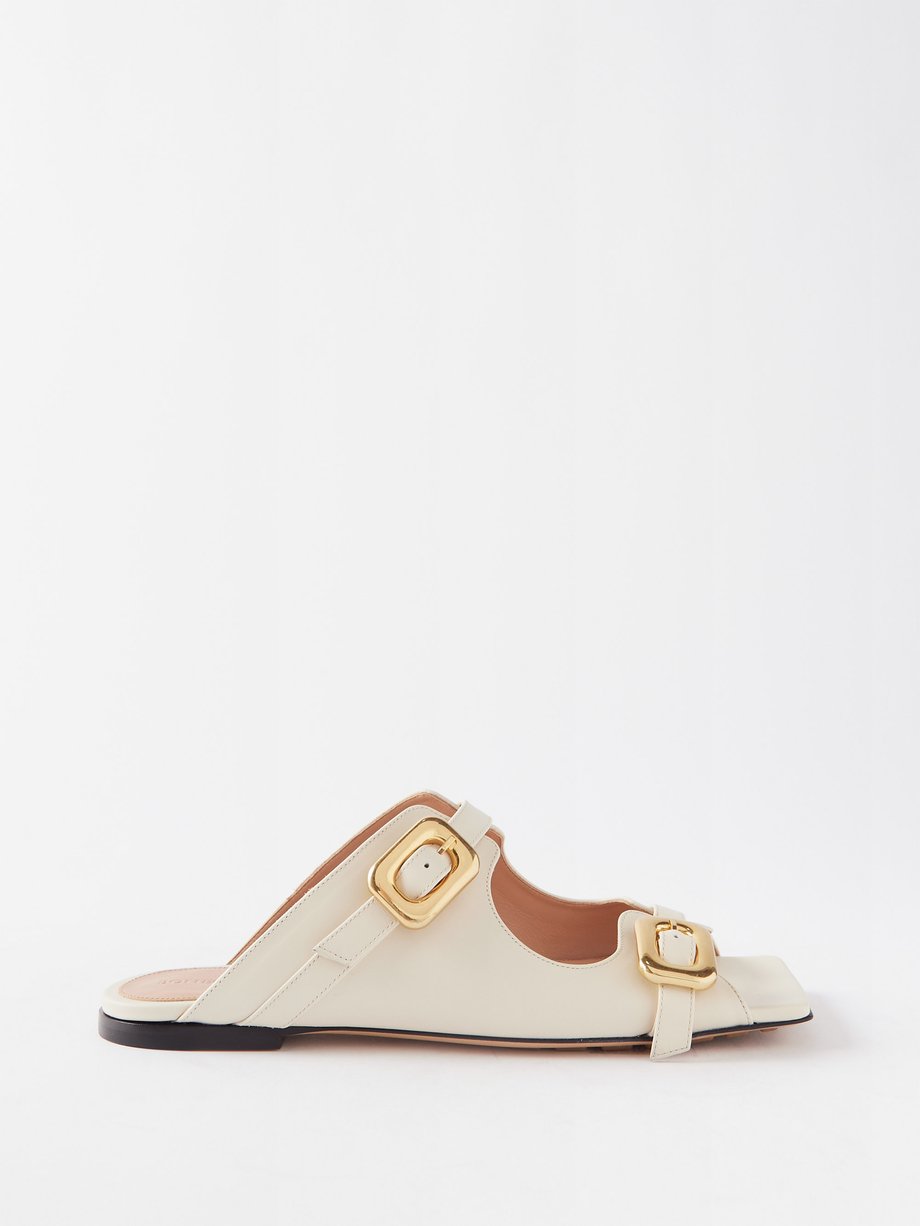 Neutral Buckled leather flat sandals | Bottega Veneta | MATCHESFASHION UK