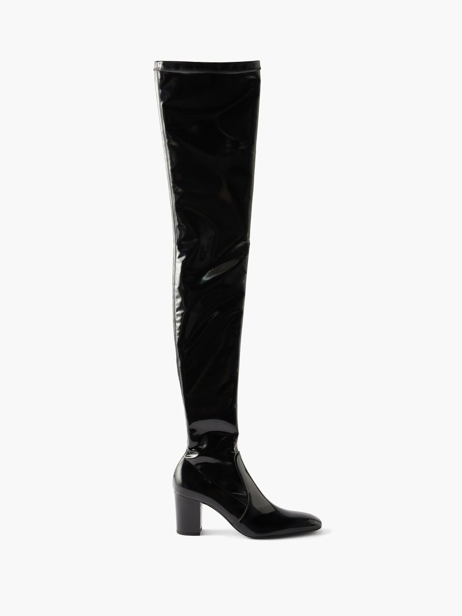 Black Betty 70 faux-leather over-the-knee boots | Saint Laurent ...