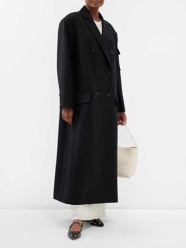 Black Luxe Tuxedo double-breasted wool coat | Tibi | MATCHES UK