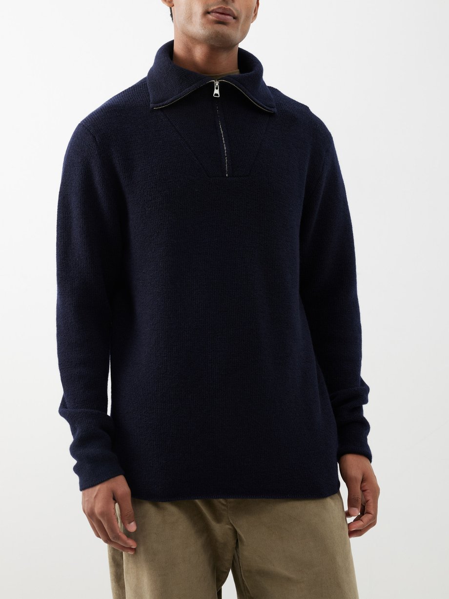 Navy Carol wool zip sweater | NN.07 | MATCHES UK