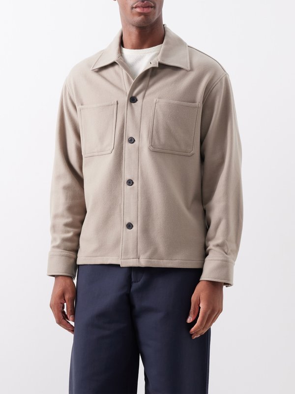 FRAME Twin-pocket wool-blend flannel overshirt