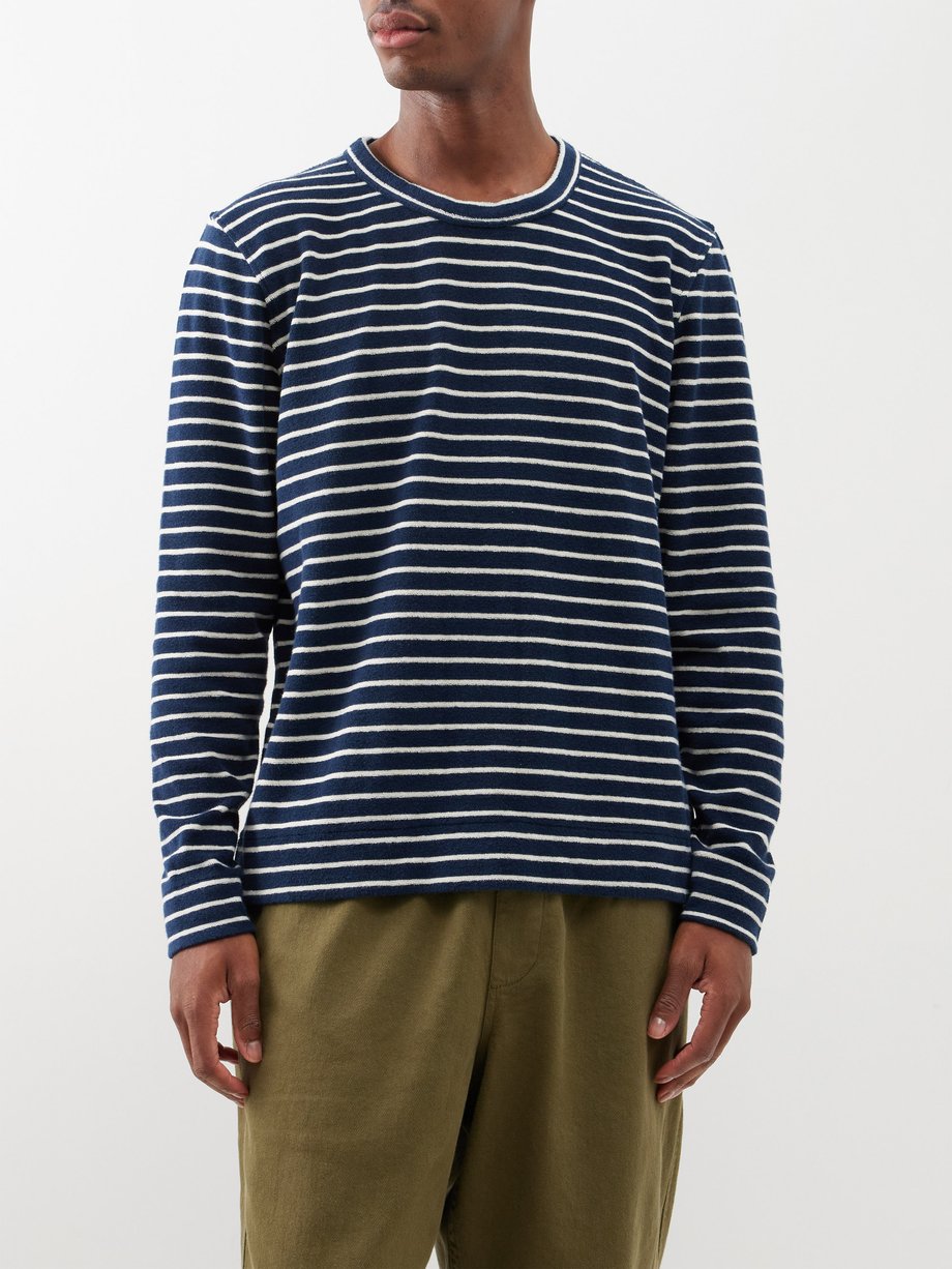 Navy X organic-cotton terry long-sleeved T-shirt | YMC | MATCHES UK
