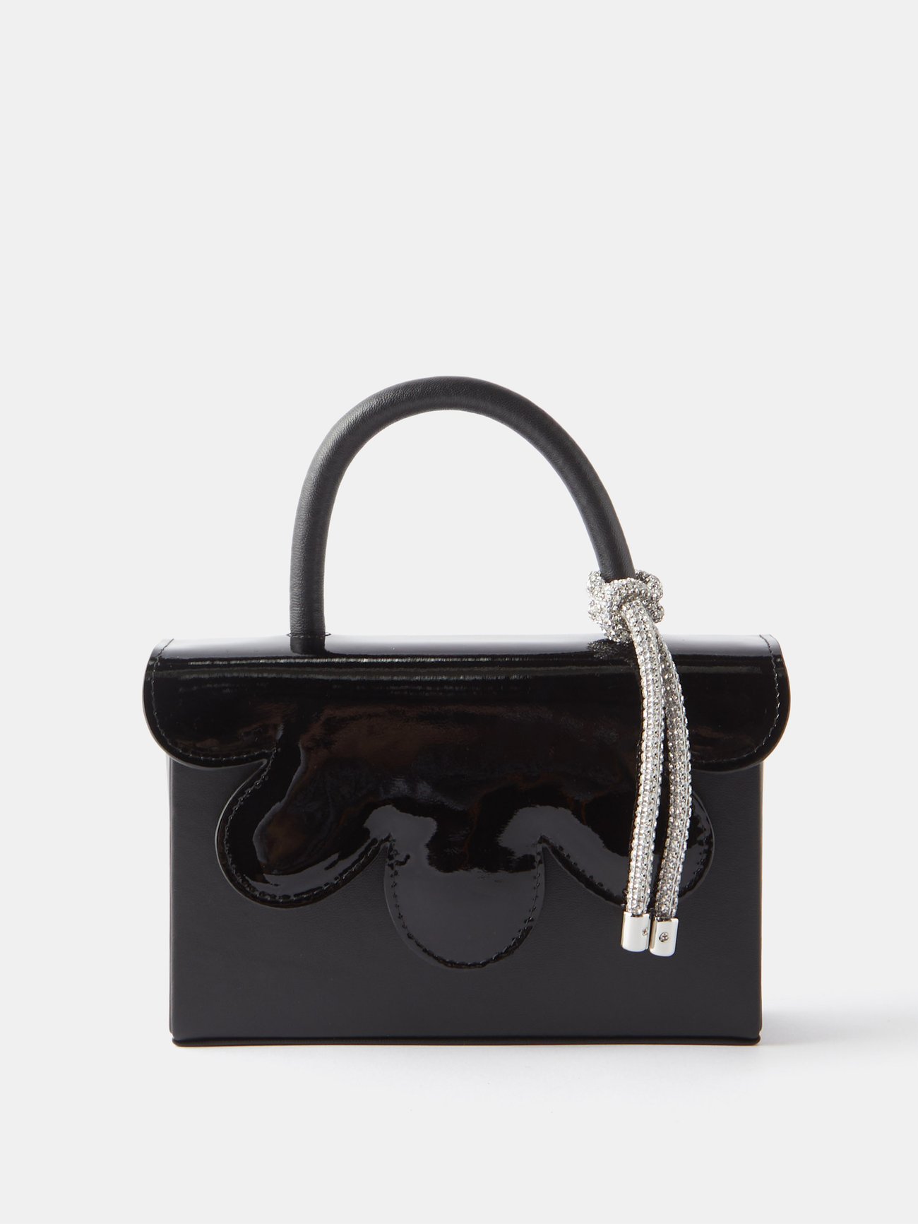 Black Petal crystal-strap leather clutch bag | Kara | MATCHES UK