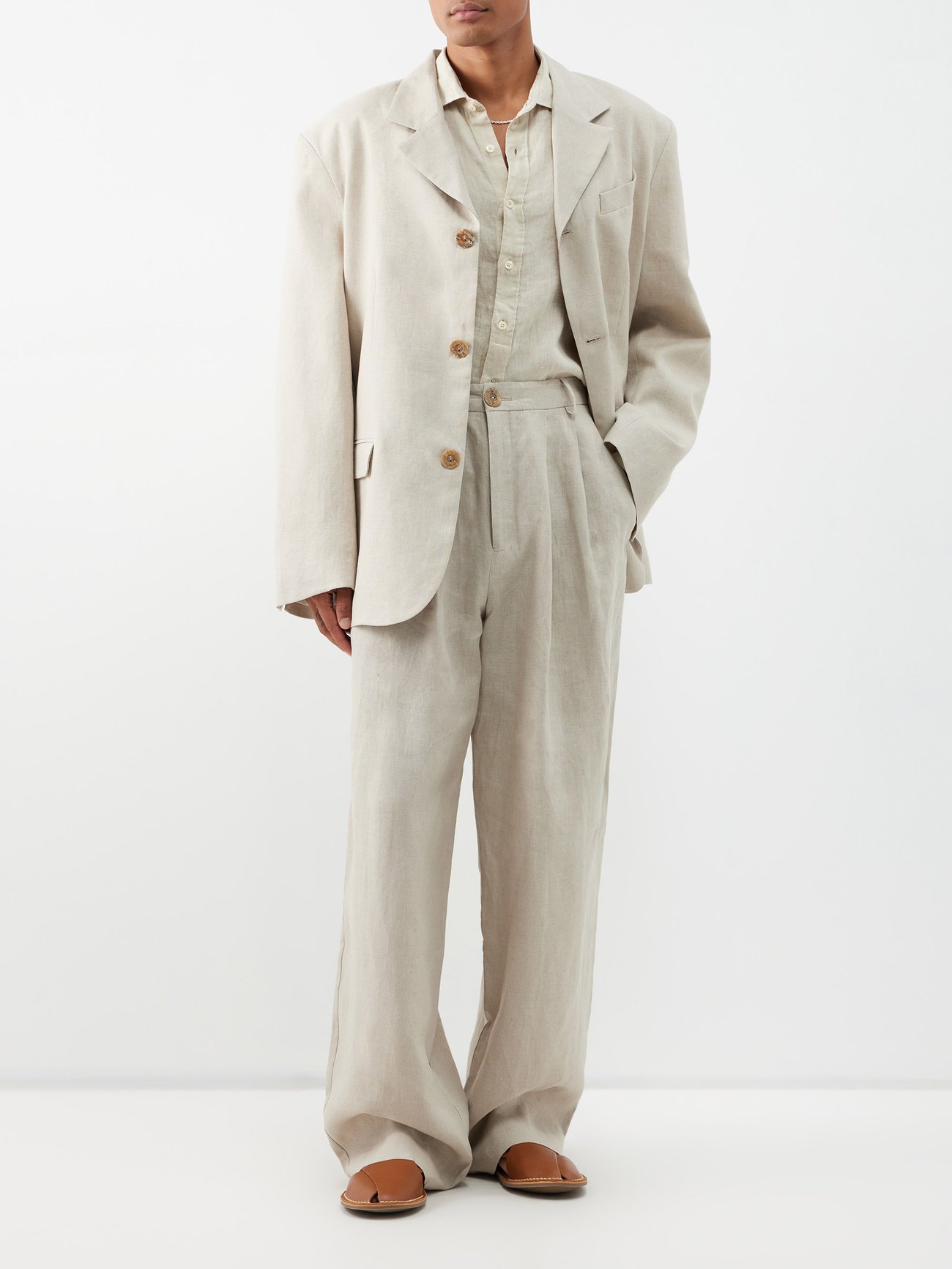 Neutral Notch-lapel linen suit jacket | Albus Lumen | MATCHES UK