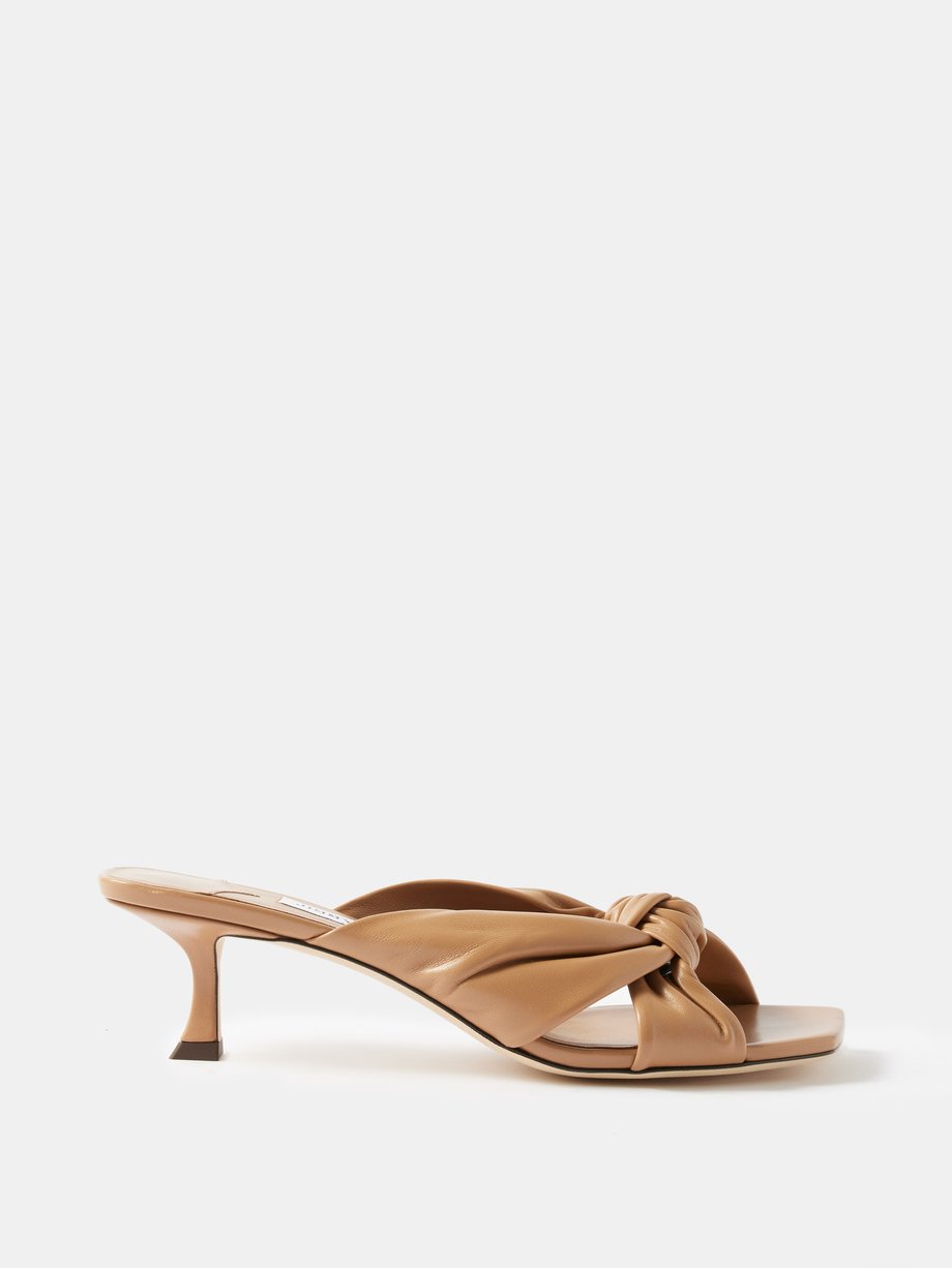 Brown Avenue knotted leather kitten heels | Jimmy Choo | MATCHES UK