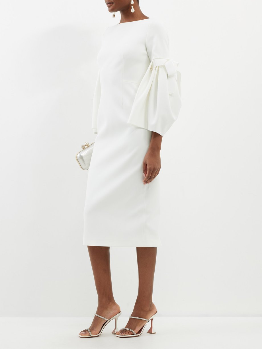 White Calispi bow-sleeve crepe midi dress | Roksanda | MATCHES UK