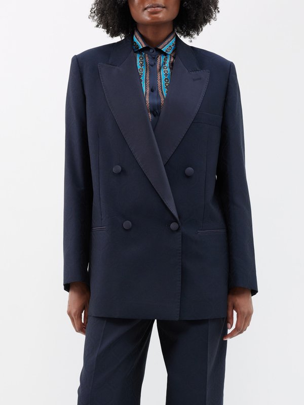 ETRO notched-collar double-breasted blazer - Blue