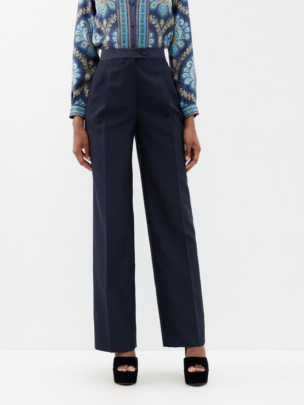Etro Wide-leg cotton-blend tailored trousers