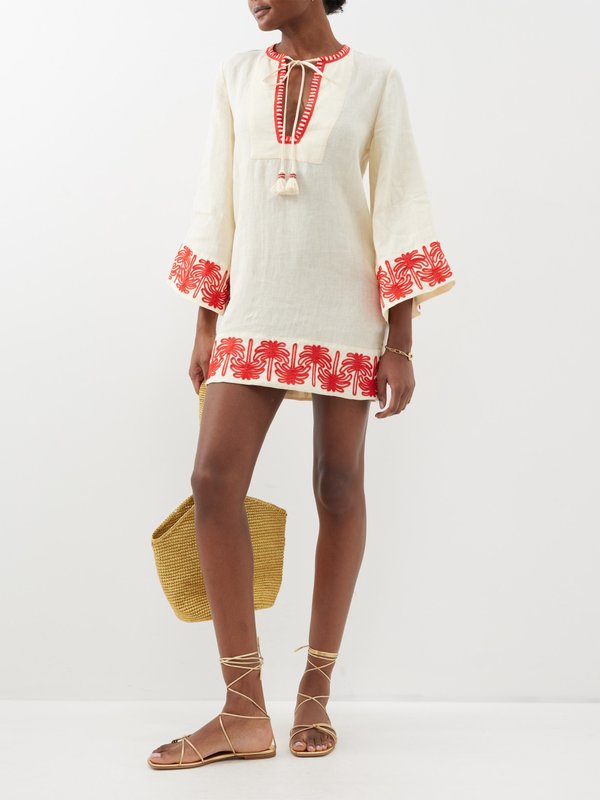 Johanna Ortiz Ocean Clan organic linen-blend mini dress