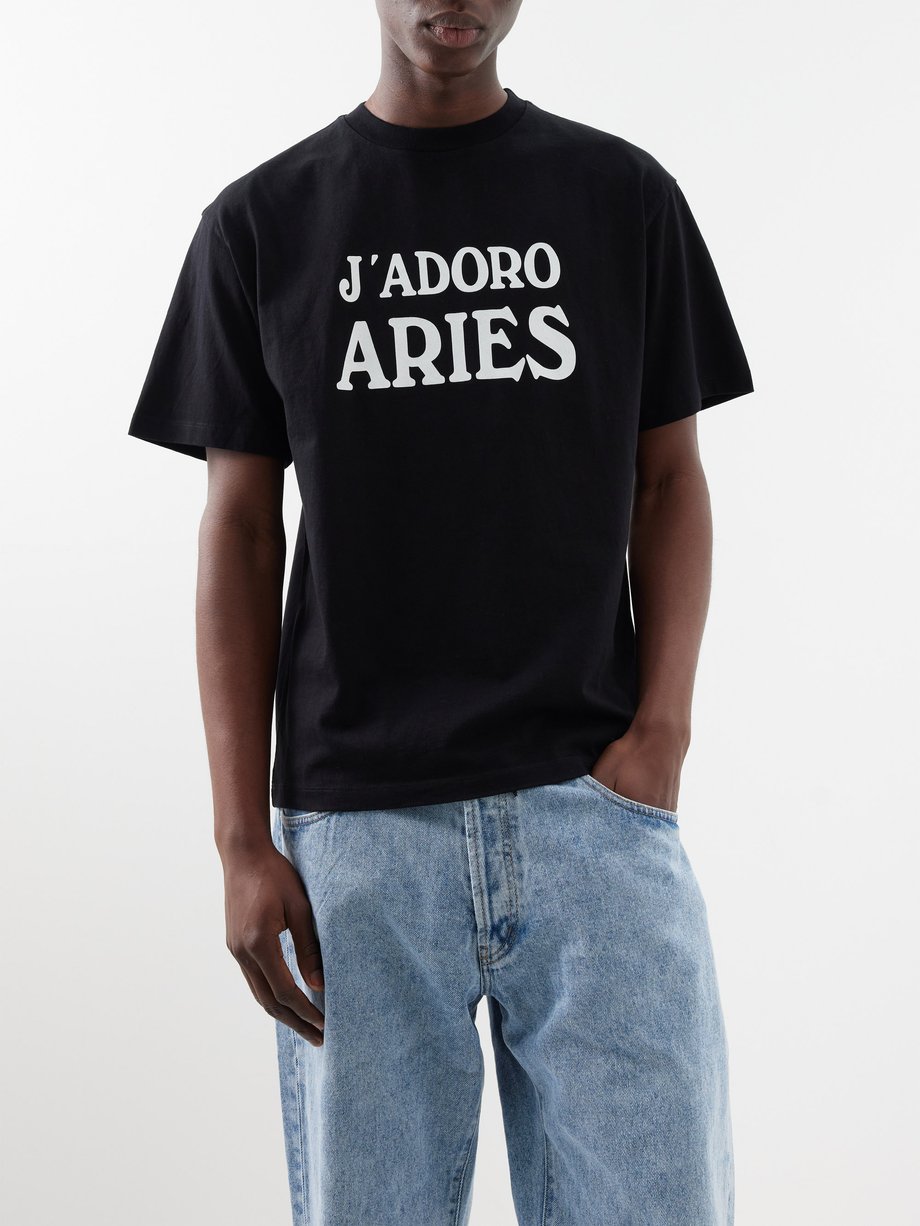 Black Logo-print cotton-jersey T-shirt | Aries | MATCHES UK