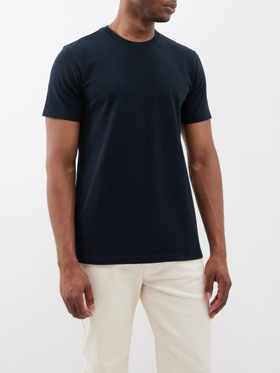 Black Logo-embroidered cotton-jersey T-shirt | FRAME | MATCHES UK