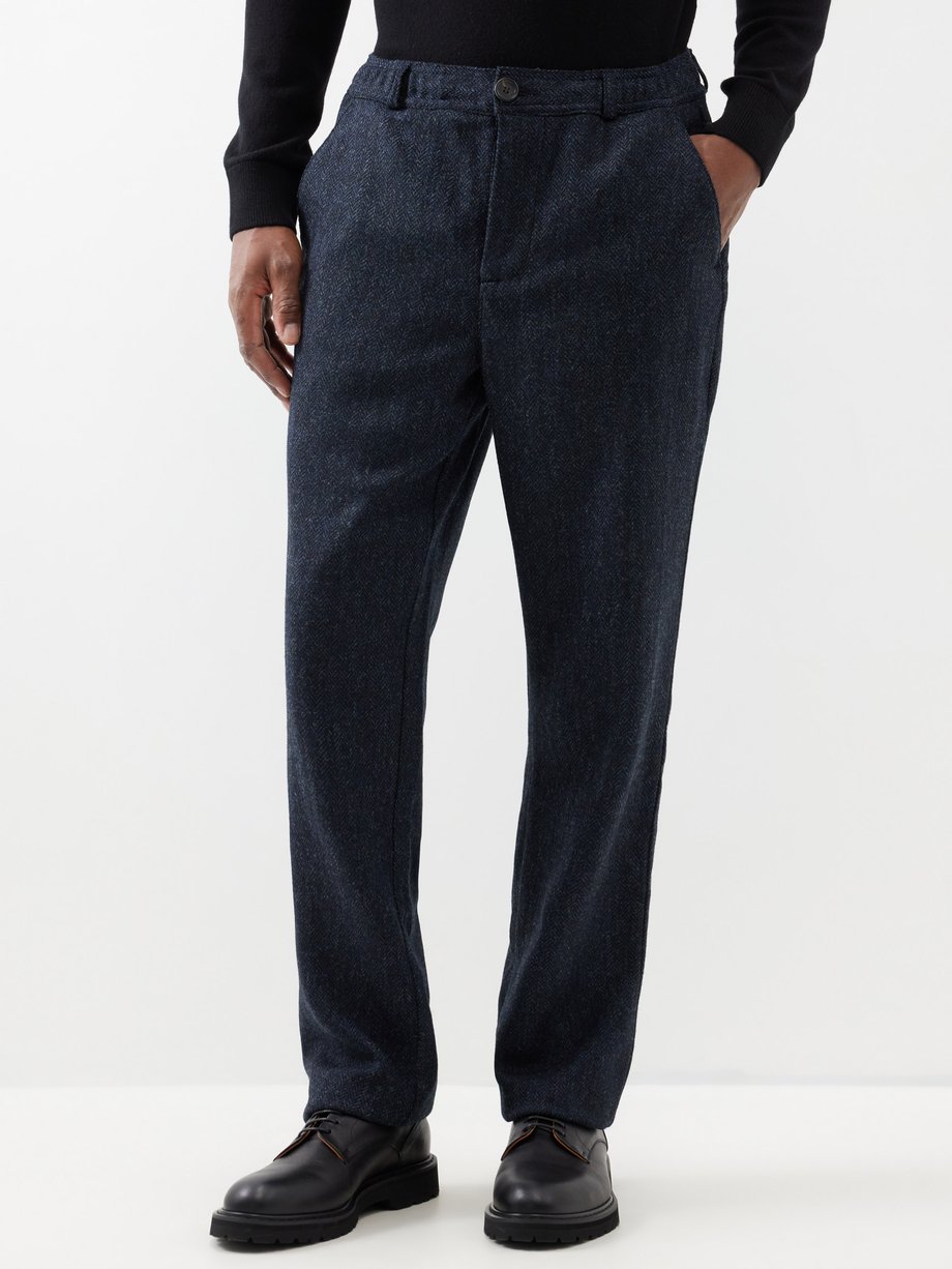Men's Tailored Fit Herringbone Weave Trousers Vintage Styled Navy Tweed  Pants[TRS-X6068-4-TAN-36] at Amazon Men's Clothing store