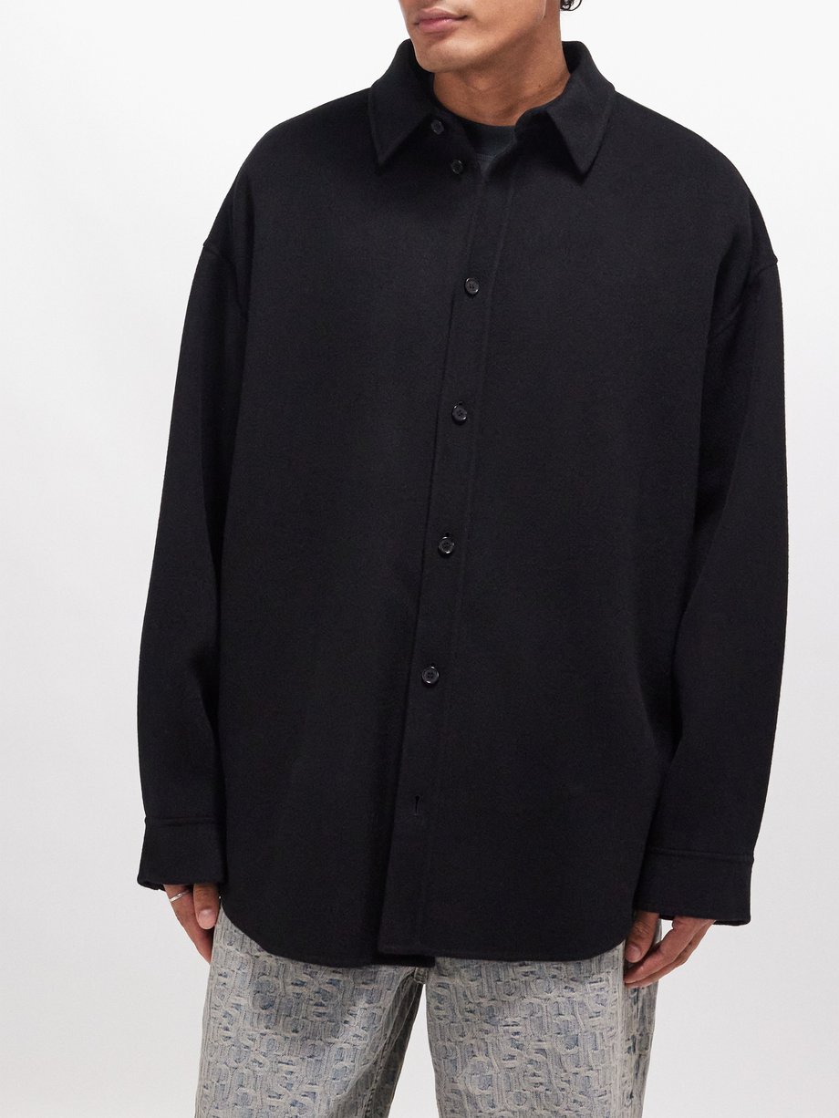 Black Detar double-faced wool overshirt | Acne Studios | MATCHES UK