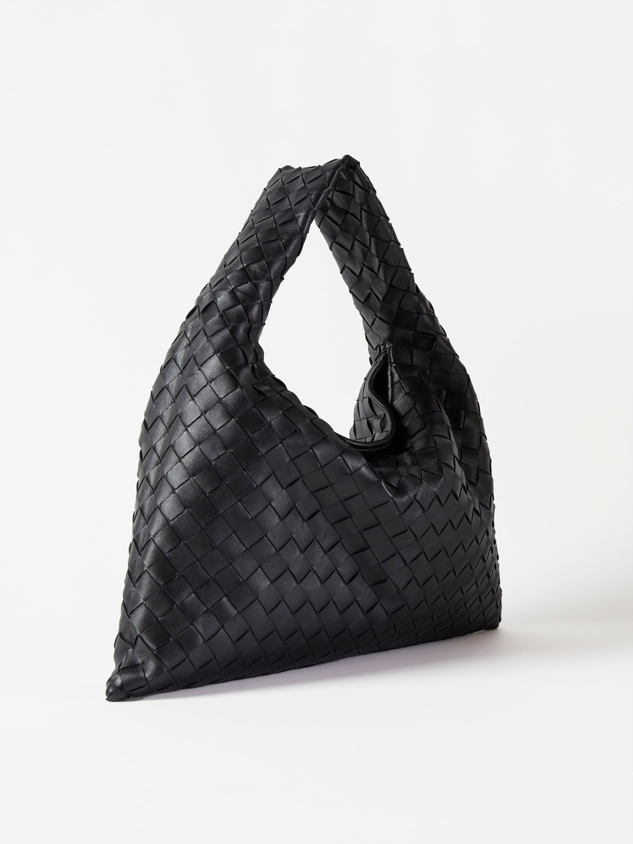 Bottega Veneta Intrecciato Shoulder Bag Small Black in Lambskin with  Gunmetal - US