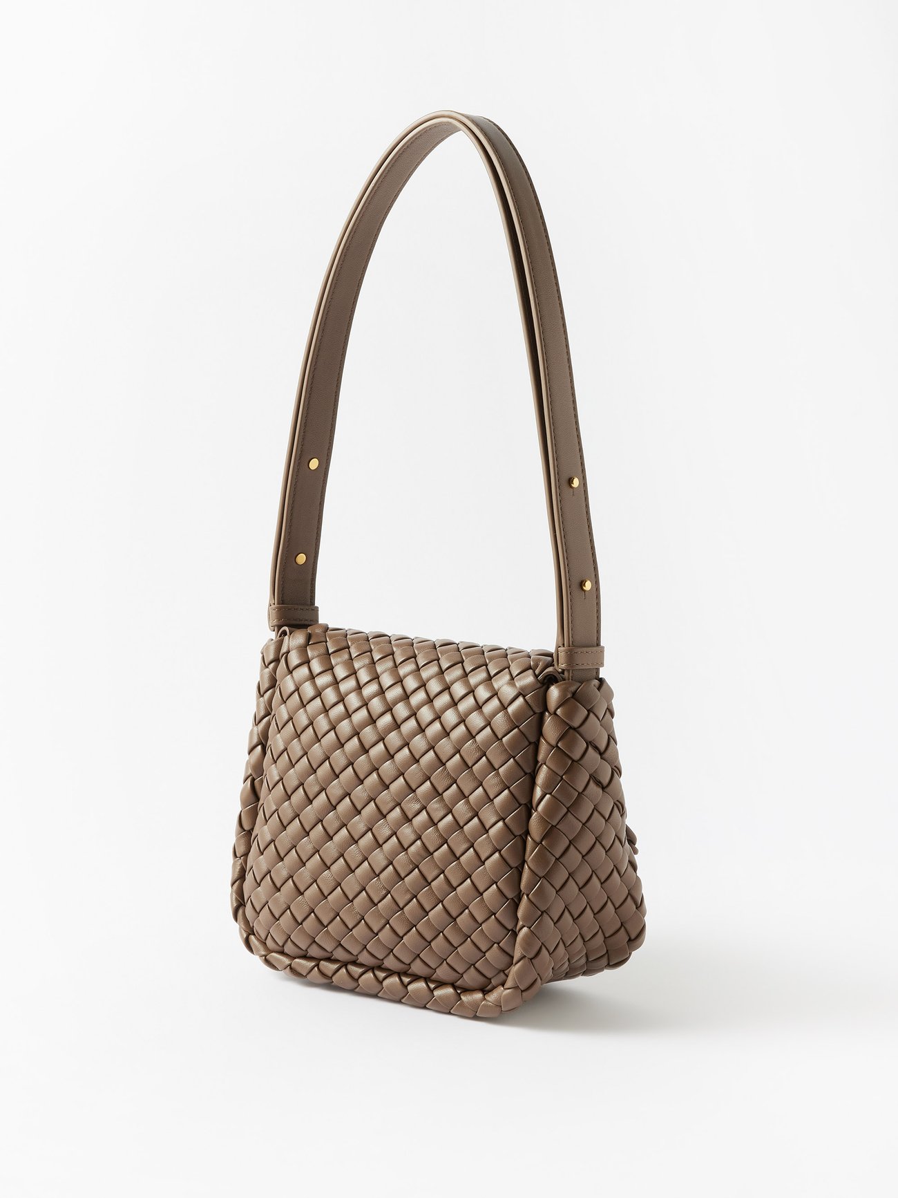 Cobble Mini Leather Shoulder Bag in Brown - Bottega Veneta