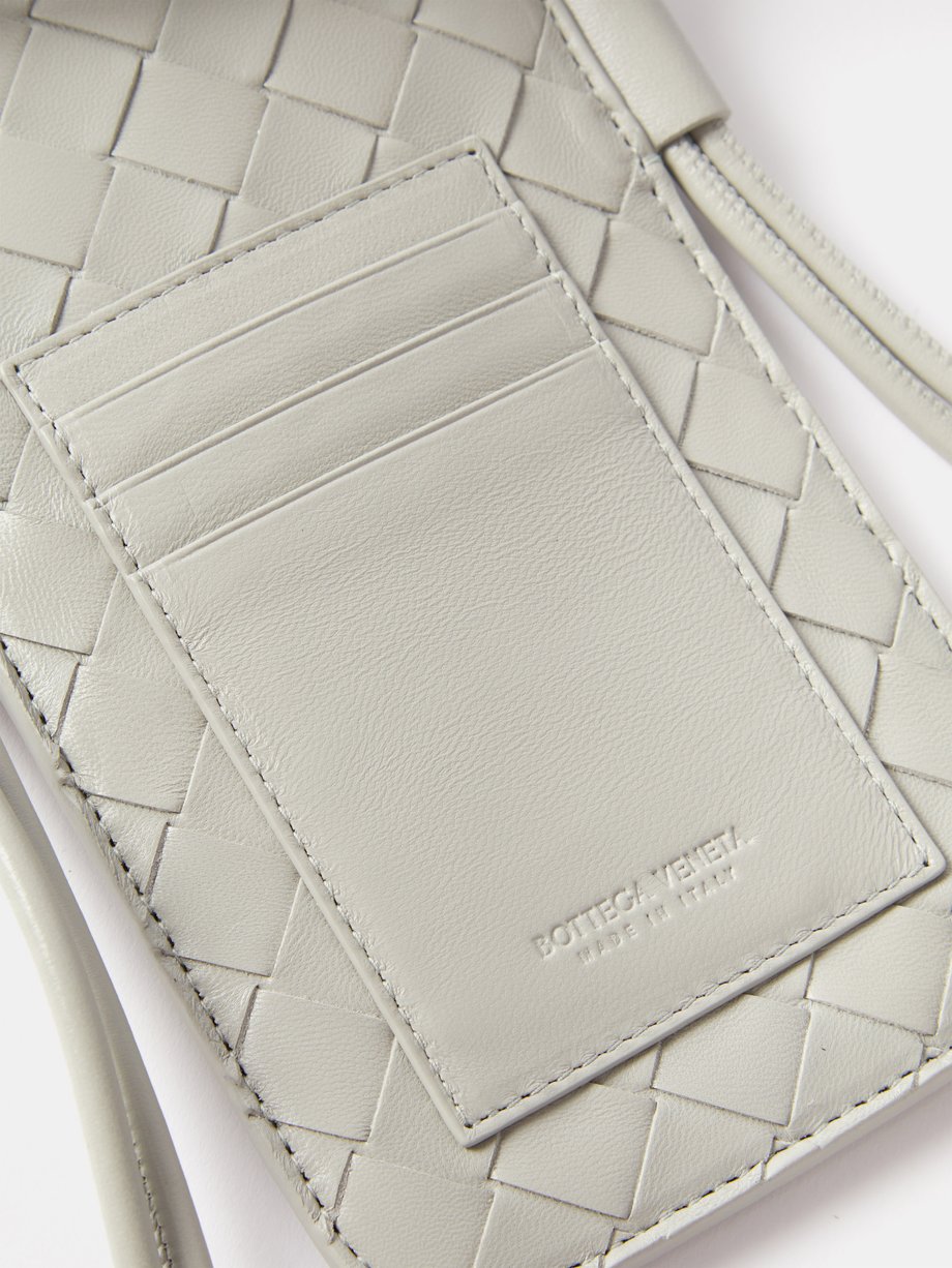 Grey Intrecciato-leather phone holder | Bottega Veneta | MATCHES UK