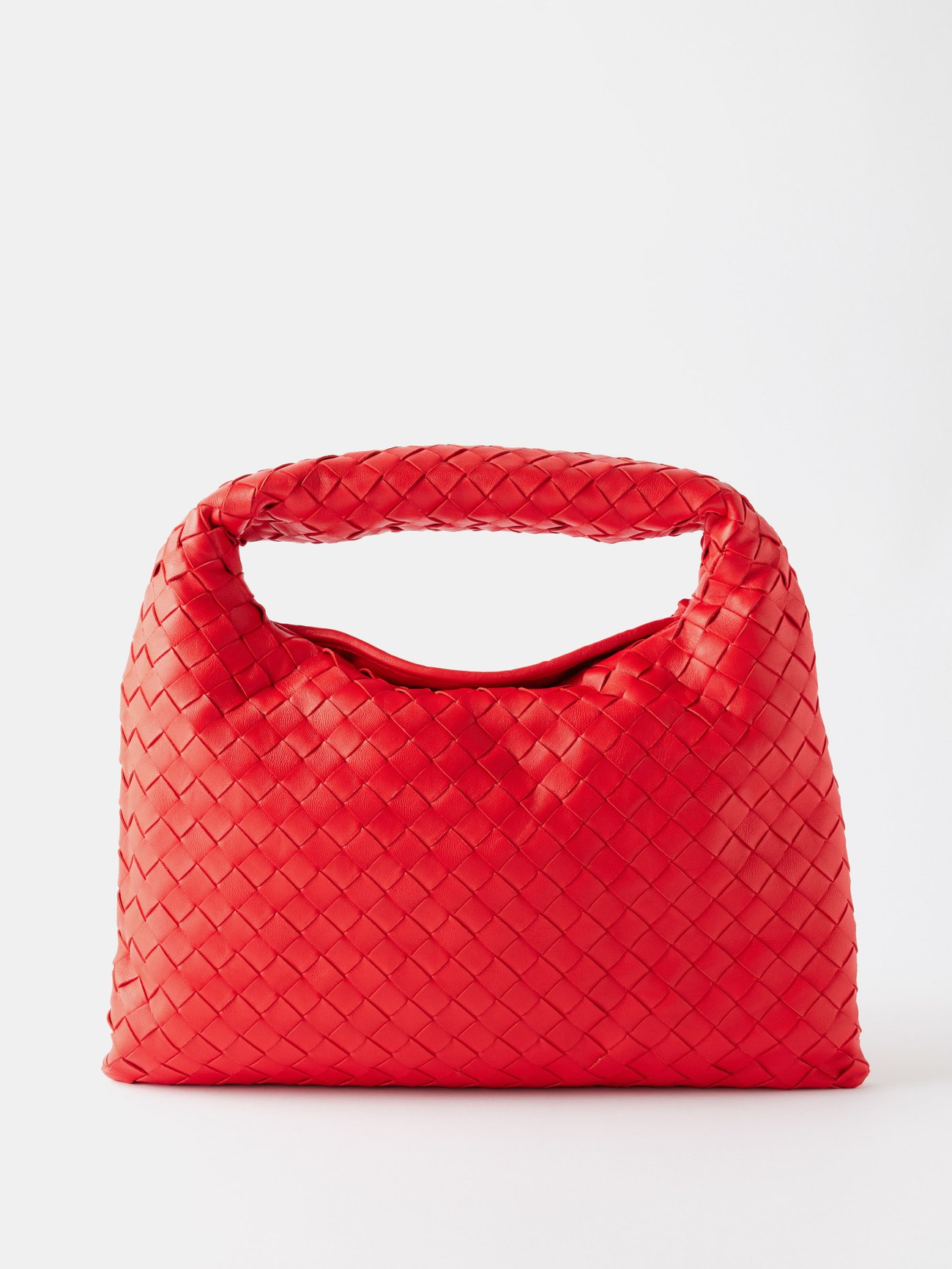 Bottega Veneta Braided Handle Zip Shoulder Bag Leather Small Red