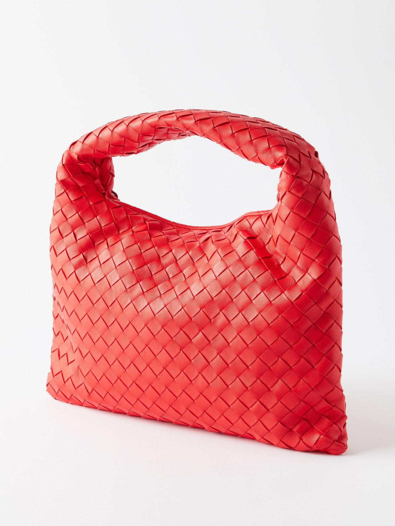 Bottega Veneta Braided Handle Zip Shoulder Bag Leather Small Red