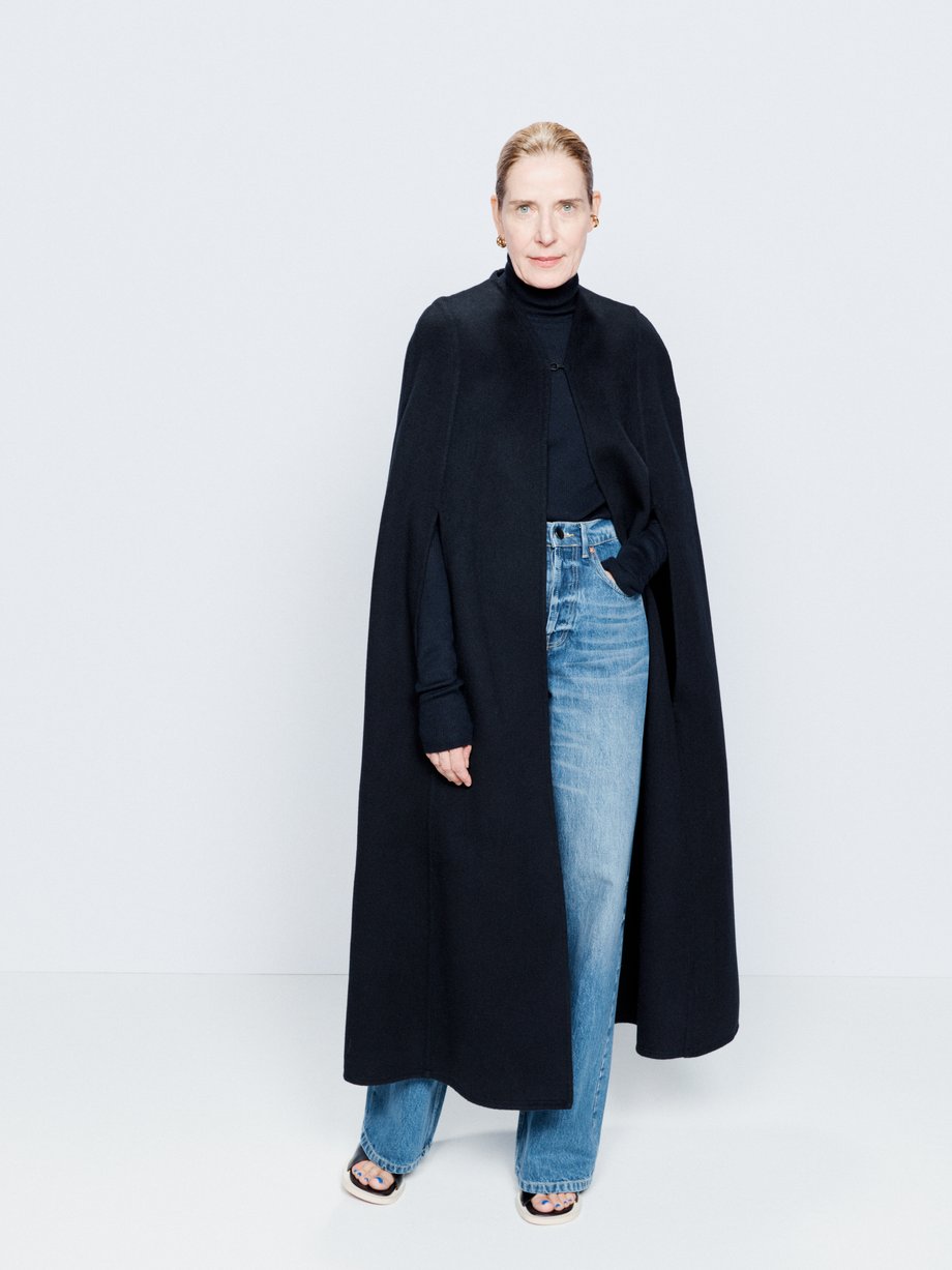 Navy Long cashmere-blend cape | Raey | MATCHES UK