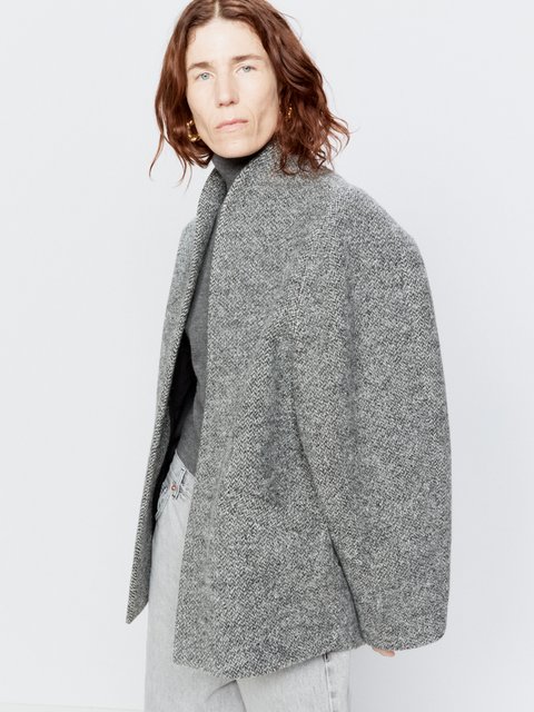 Black Shawl collar wool short jacket | Raey | MATCHES UK