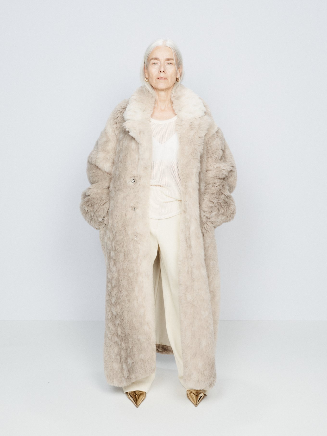 Oversized faux-fur maxi coat | Raey