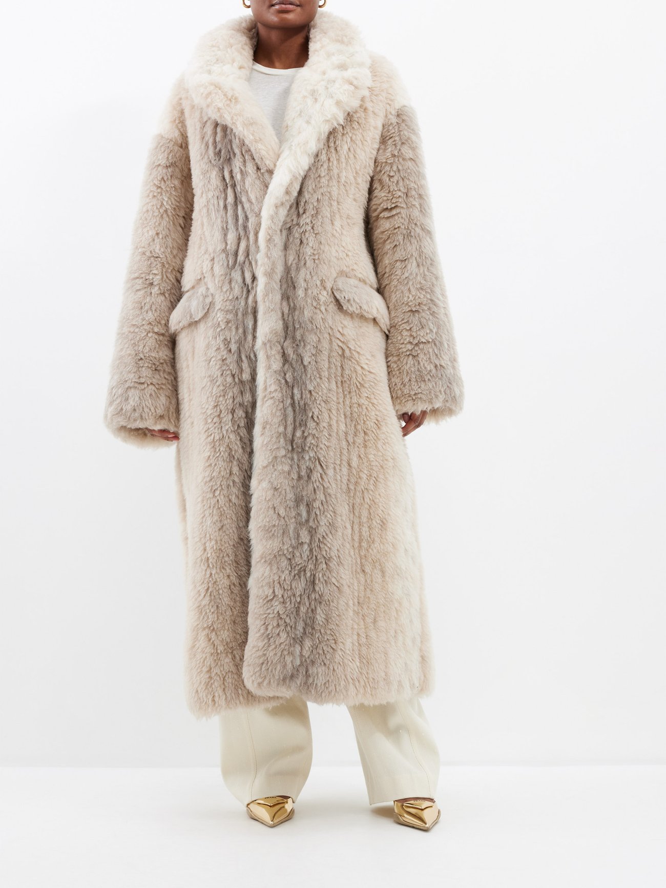 Oversized faux-fur maxi coat