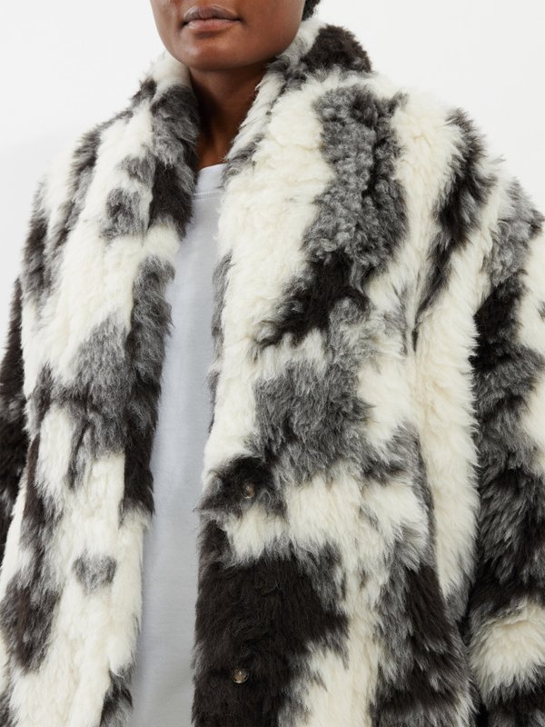 Raey Exaggerated shoulder faux-fur print bomber jacket