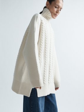 Raey Cable-knit cocoon wool-blend jumper