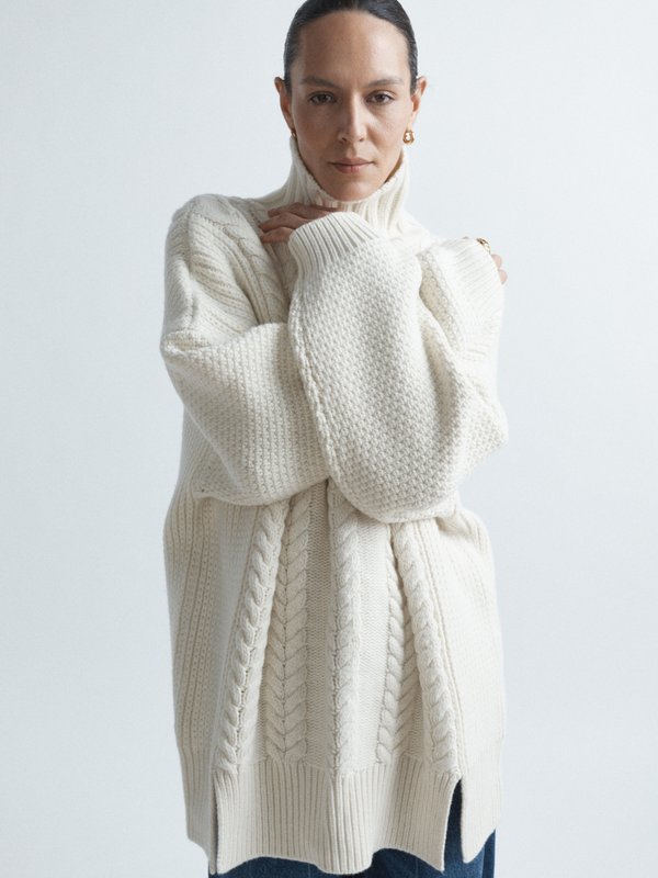 Raey Cable-knit cocoon wool-blend jumper