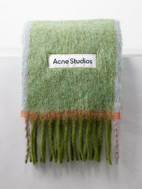 Acne Studios Vally logo-patch mohair-blend scarf