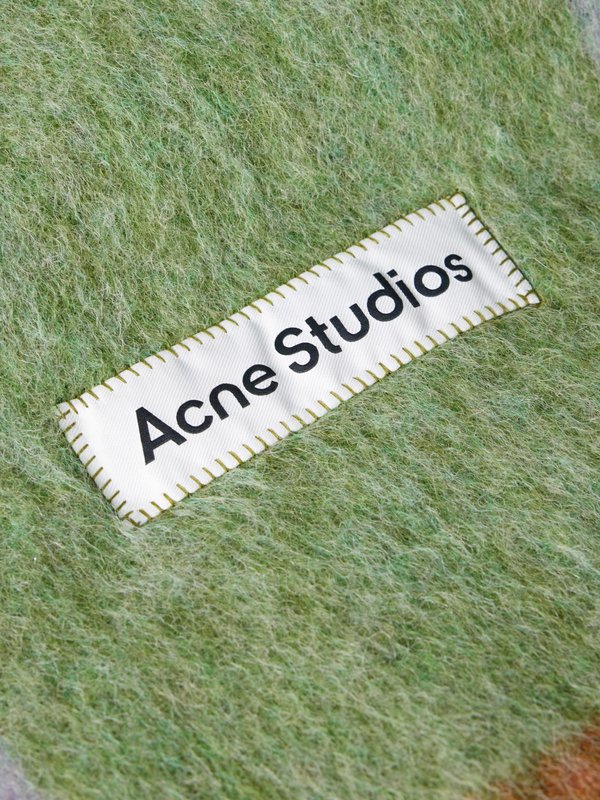Acne Studios Vally logo-patch mohair-blend scarf
