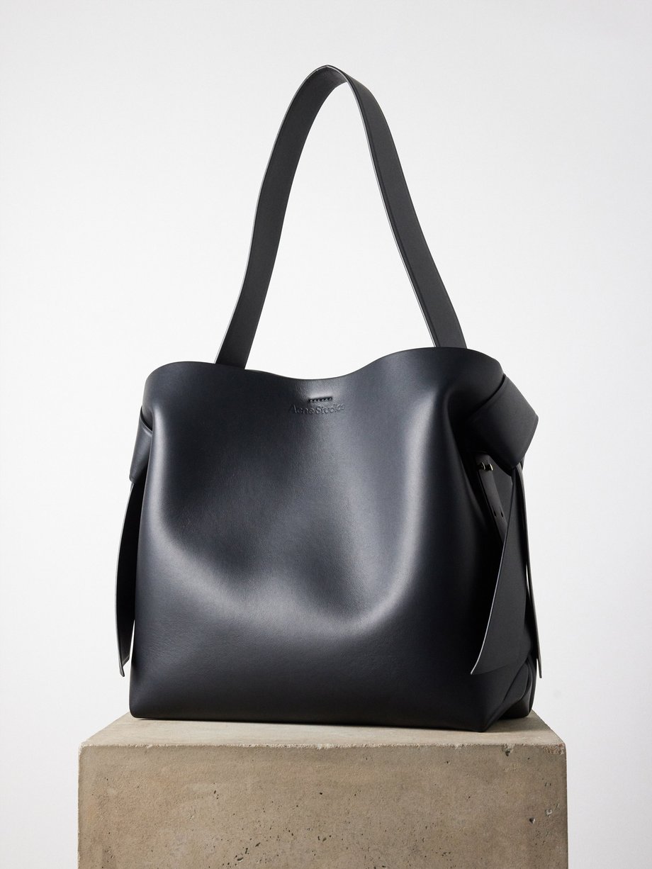 Black Musubi midi leather shoulder bag | Acne Studios | MATCHES UK
