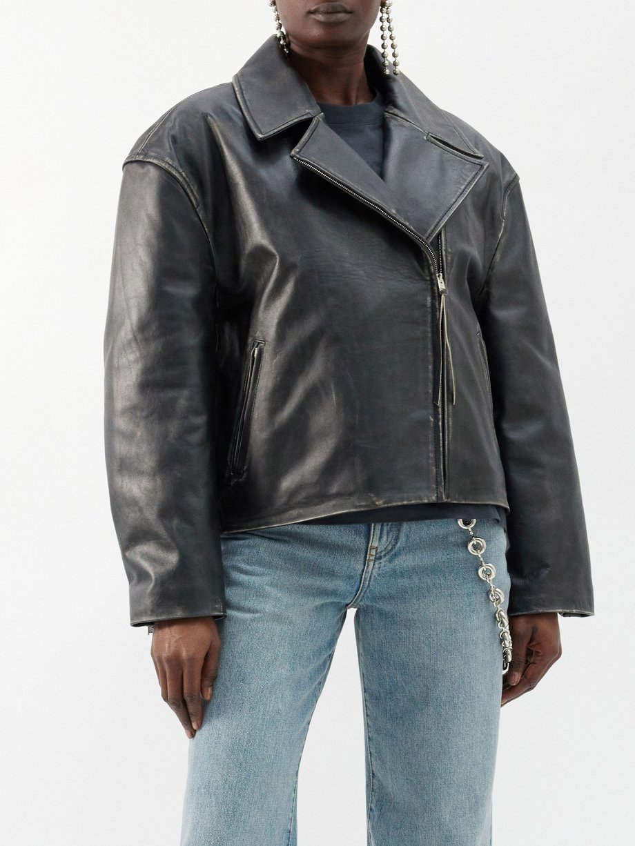 Black Lilket distressed-leather jacket | Acne Studios | MATCHES UK