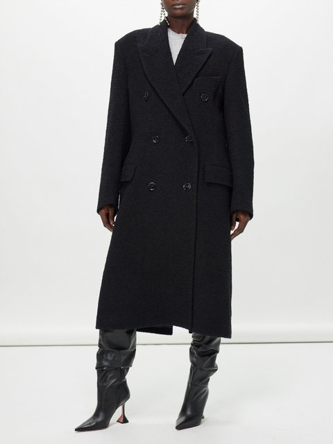 Black Ojama double-breasted wool-blend bouclé coat | Acne Studios 