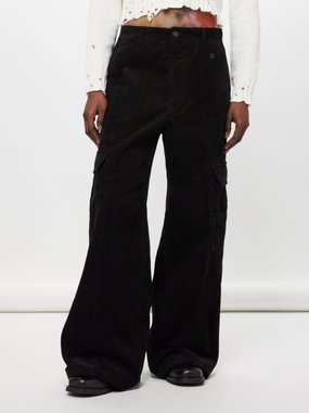 Acne Studios Face-patch cotton-corduroy wide-leg trousers