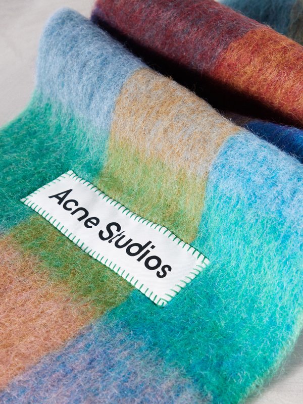 Acne Studios Vally checked wool-blend scarf