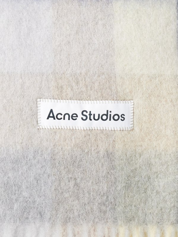 Acne Studios Vally logo-patch checked wool-blend scarf