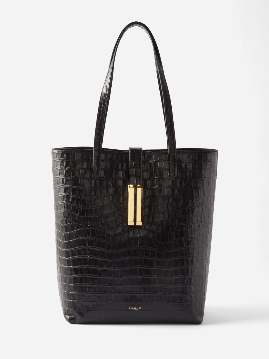 Black Vancouver croc-embossed leather tote bag | DeMellier | MATCHES UK