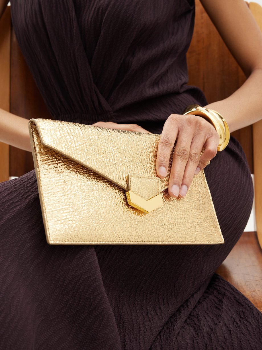 Gold London metallic-leather clutch bag | DeMellier | MATCHES UK