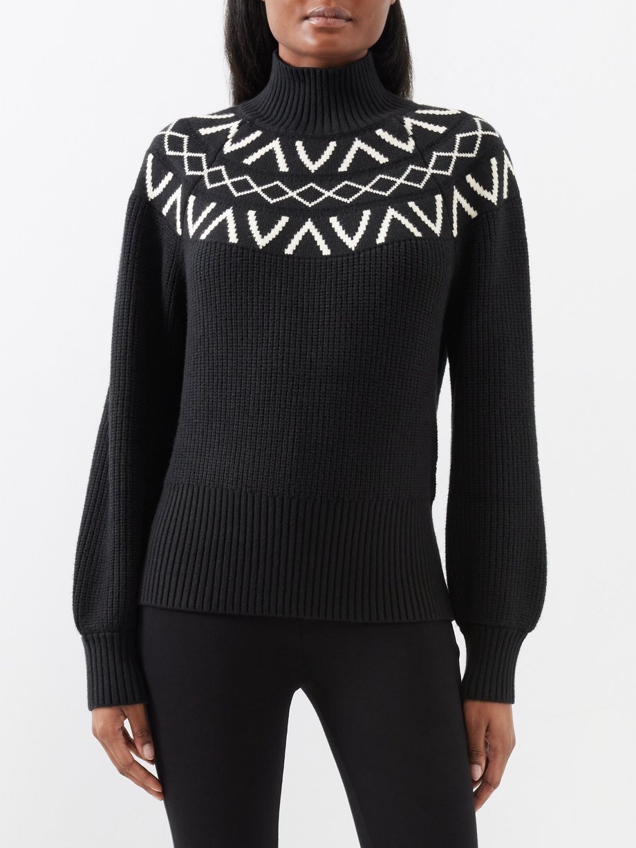 Black Marcie Fair Isle ribbedknit sweater Varley MATCHES UK
