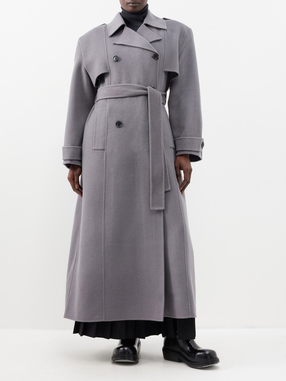 Grey Nikola double-breasted wool-blend trench coat | The Frankie Shop ...