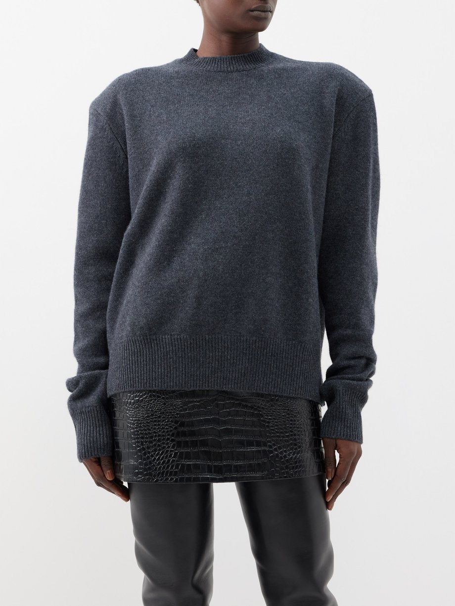 The Frankie Shop Grey Rafaela padded-shoulder wool-blend sweater | 매치스 ...