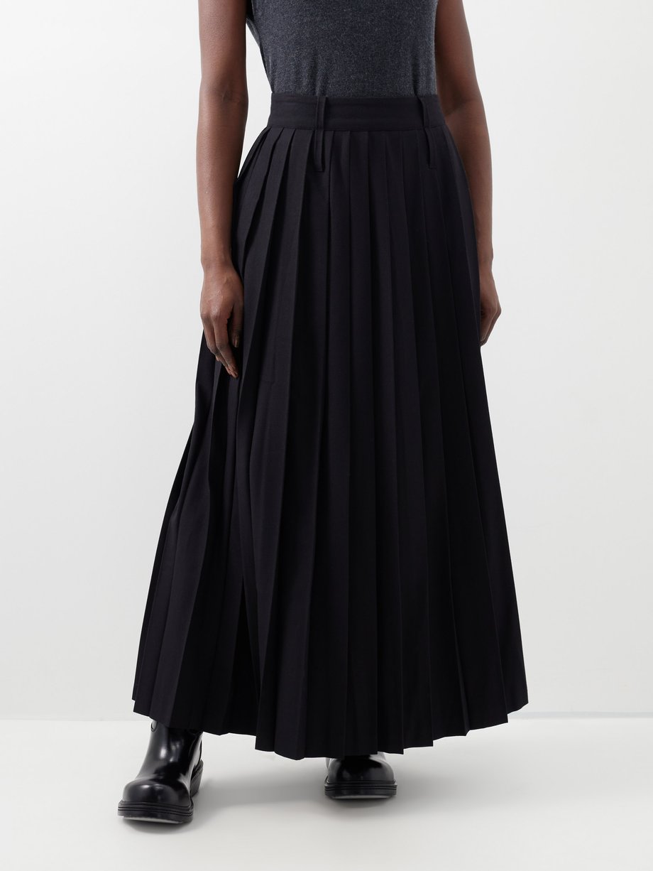 Black Bailey pleated twill maxi skirt | The Frankie Shop ...