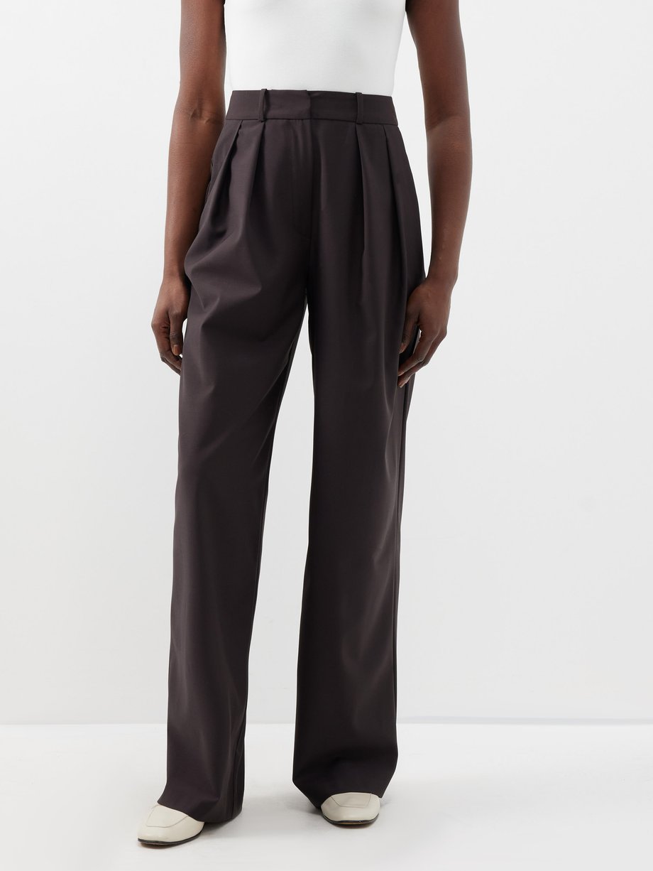 Brown Ripley pleated wide-leg trousers | The Frankie Shop | MATCHES UK