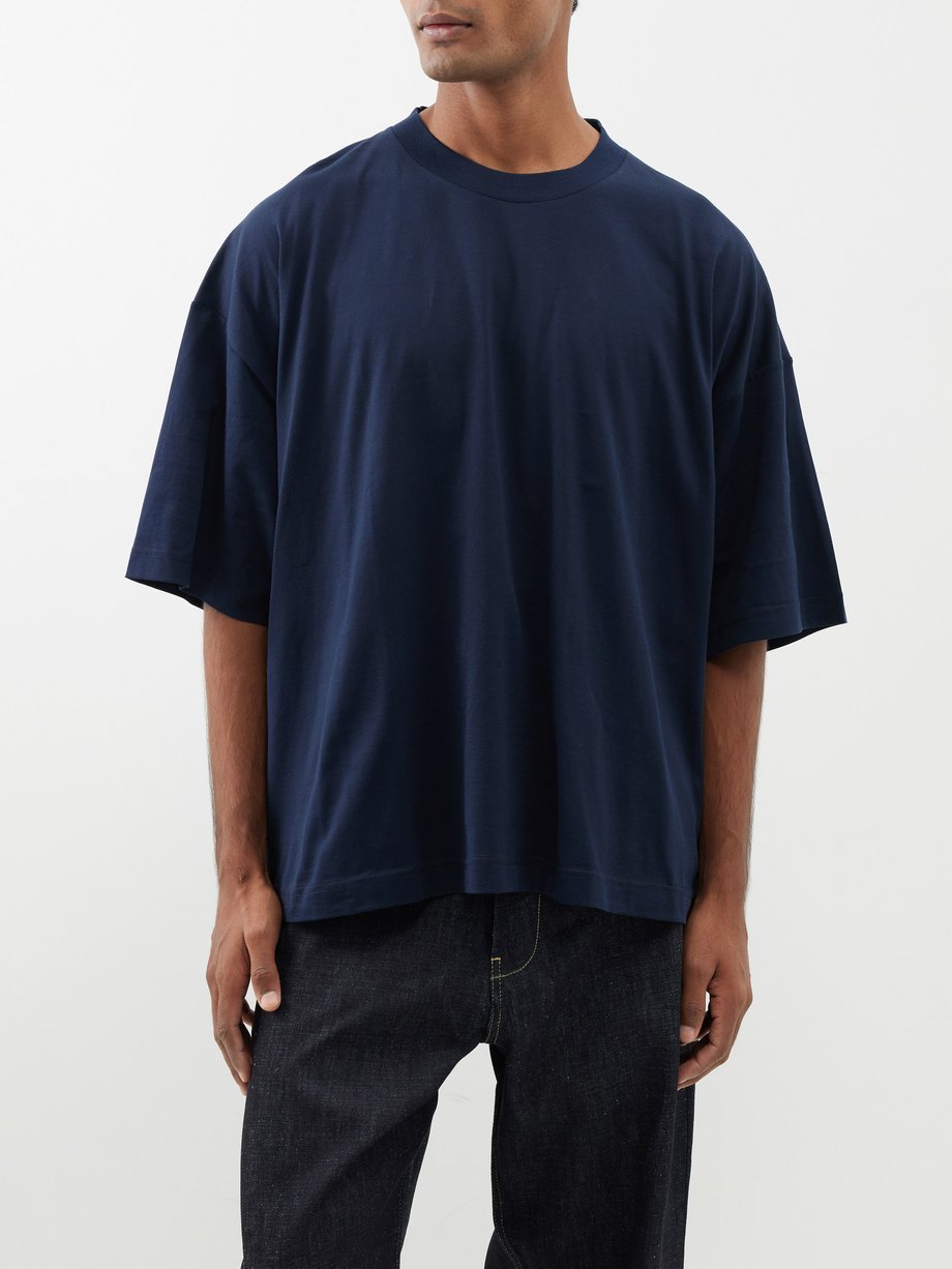 Navy Oversized midweight cotton jersey T-shirt | Studio Nicholson ...