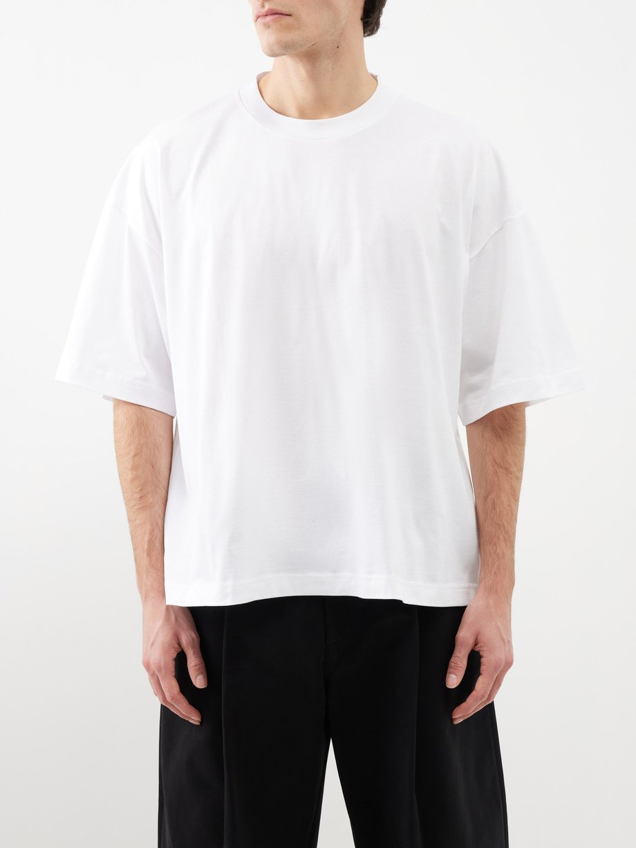 White Piu oversized cotton-jersey T-shirt | Studio Nicholson | MATCHES UK